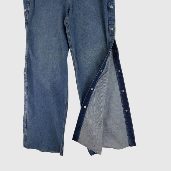 Rachel Roy High-Rise Wide-Leg Denim Jeans With Snap Button Side Closures Sz 32 - Picture 5 of 11